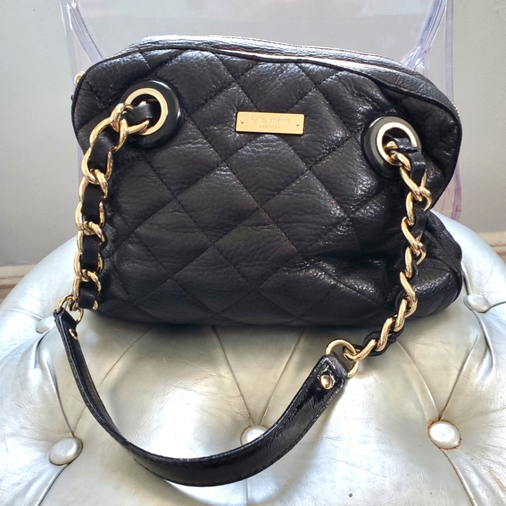 Black quilted leather Kate Spade Purse